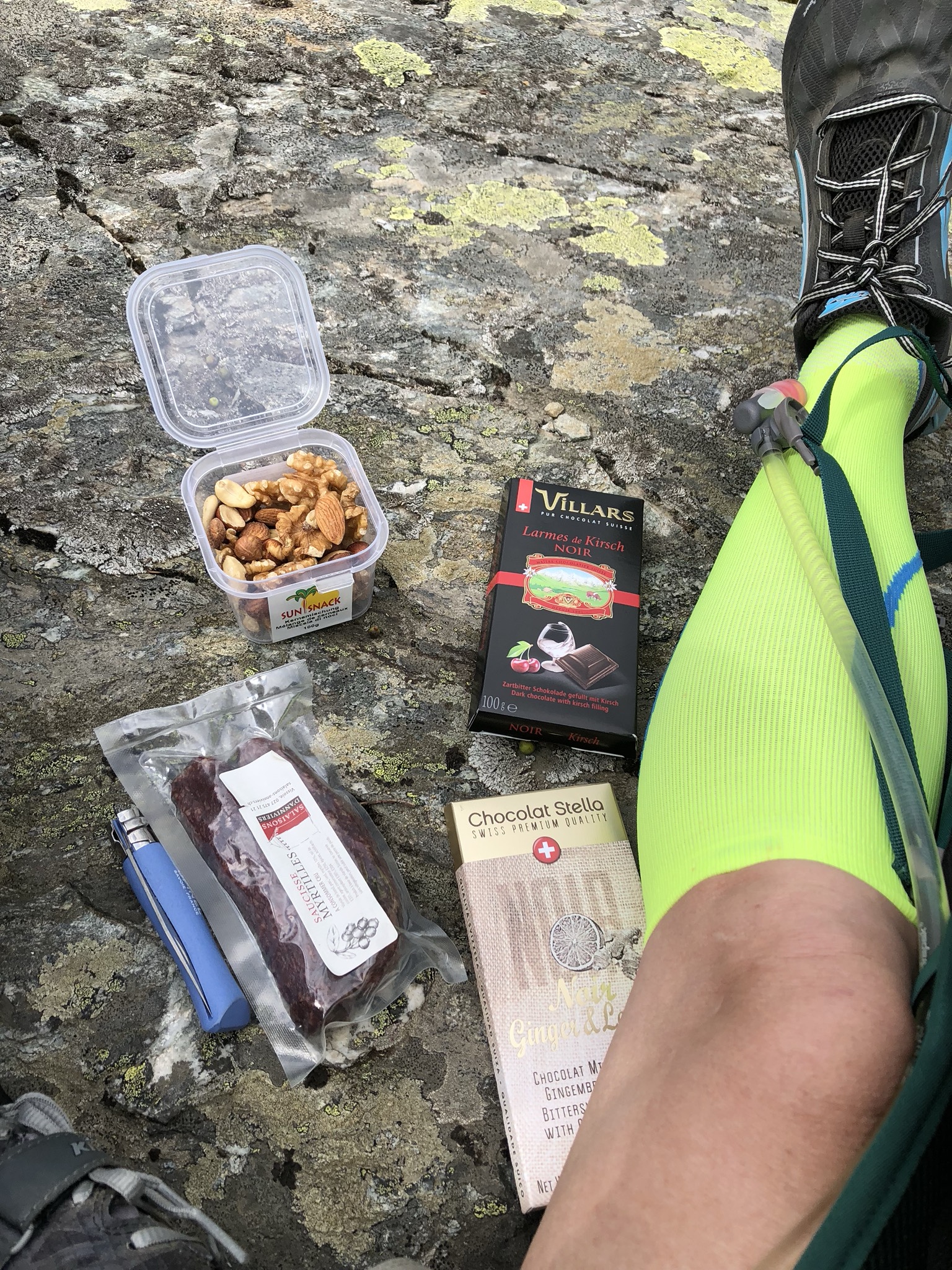 We stopped to eat the snacks we’d bought in Zinal.