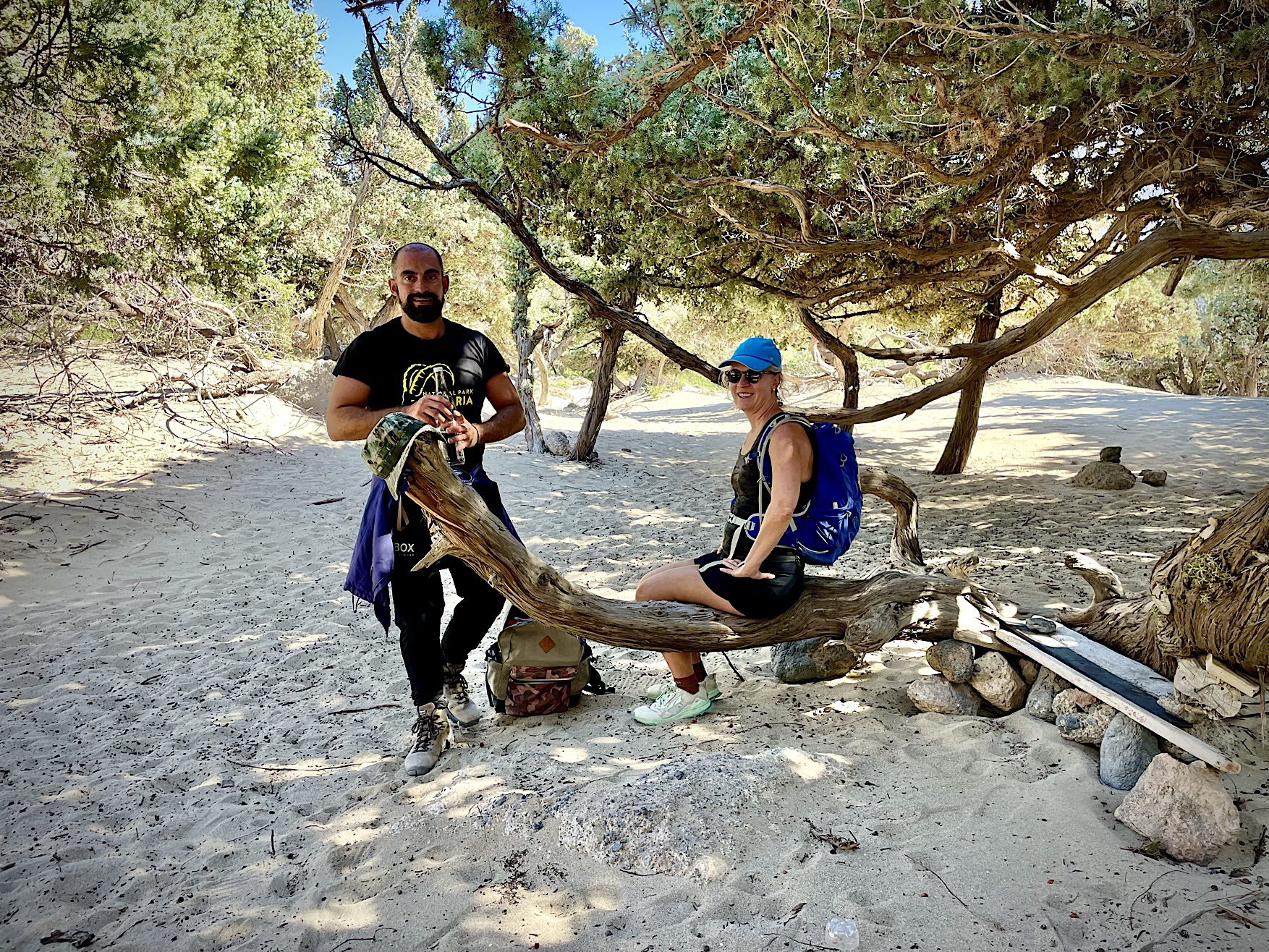 Yannis and Amy on the way to Elafonisi.