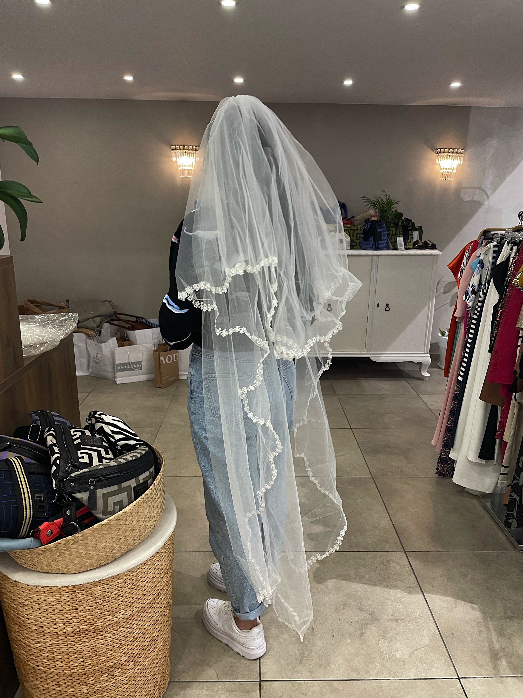 We also bought a wedding veil!