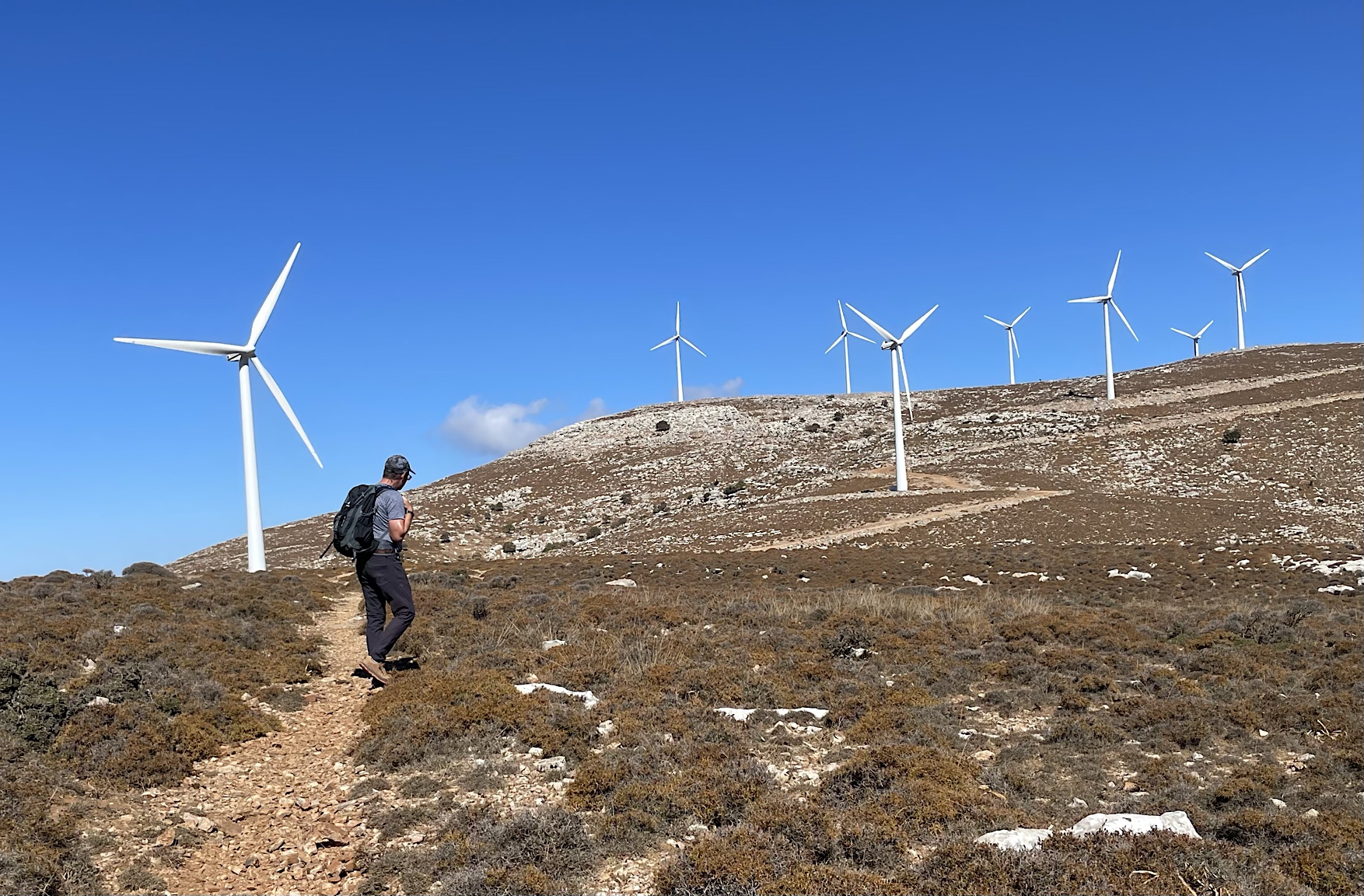 On Attaviros, we encountered a high wind farm near an army installation.