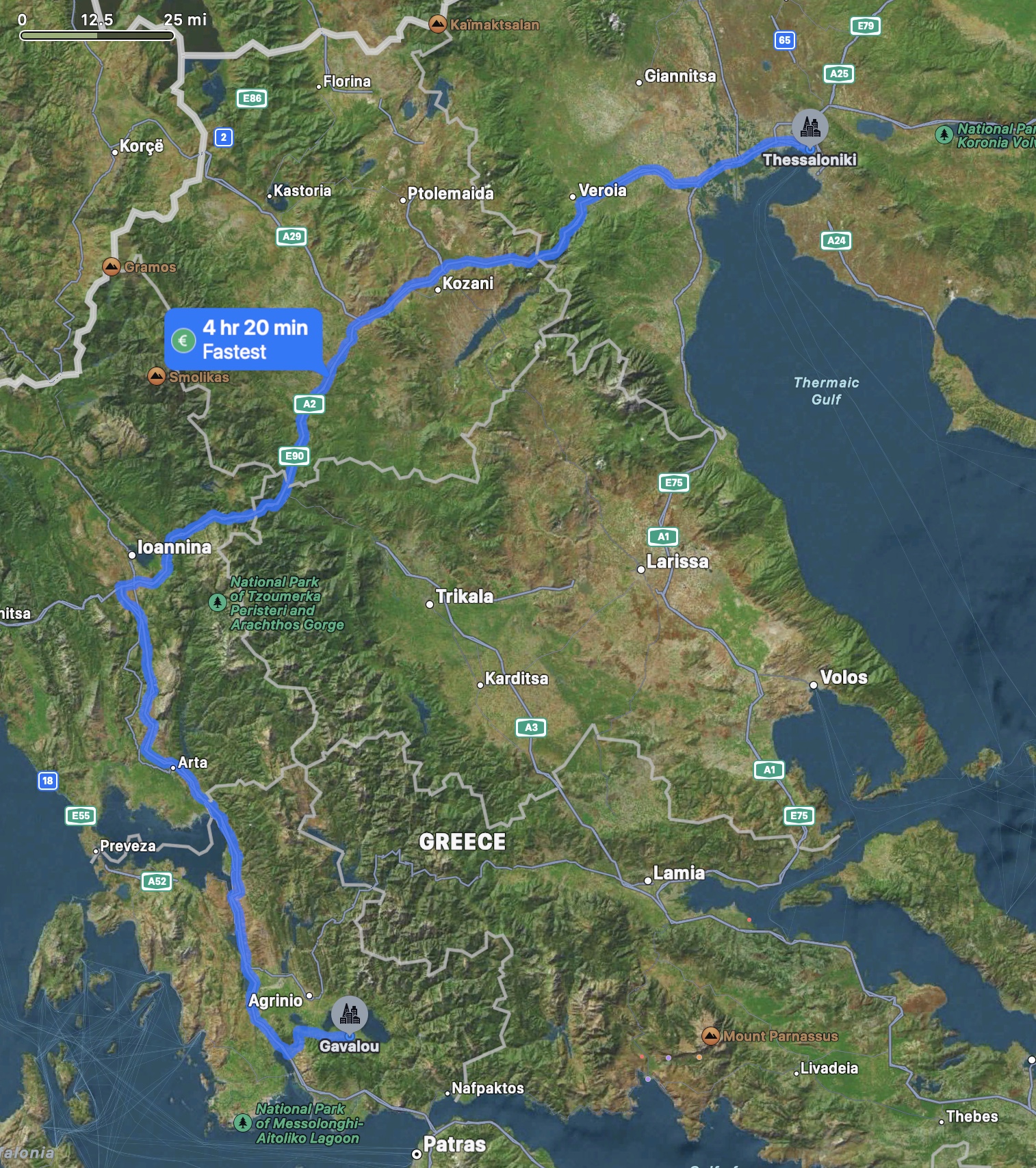 About 4.5 hours. An easy and fun drive!