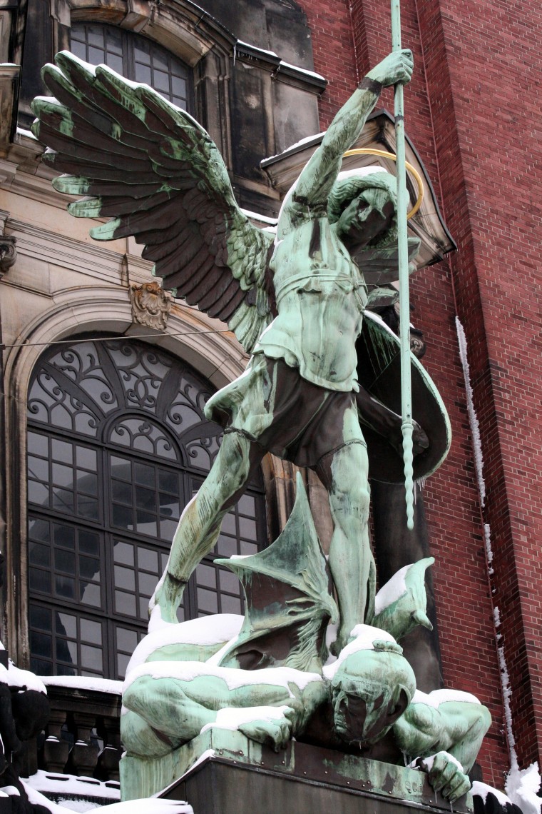 Michael defeating the dragon, in Hamburg.
