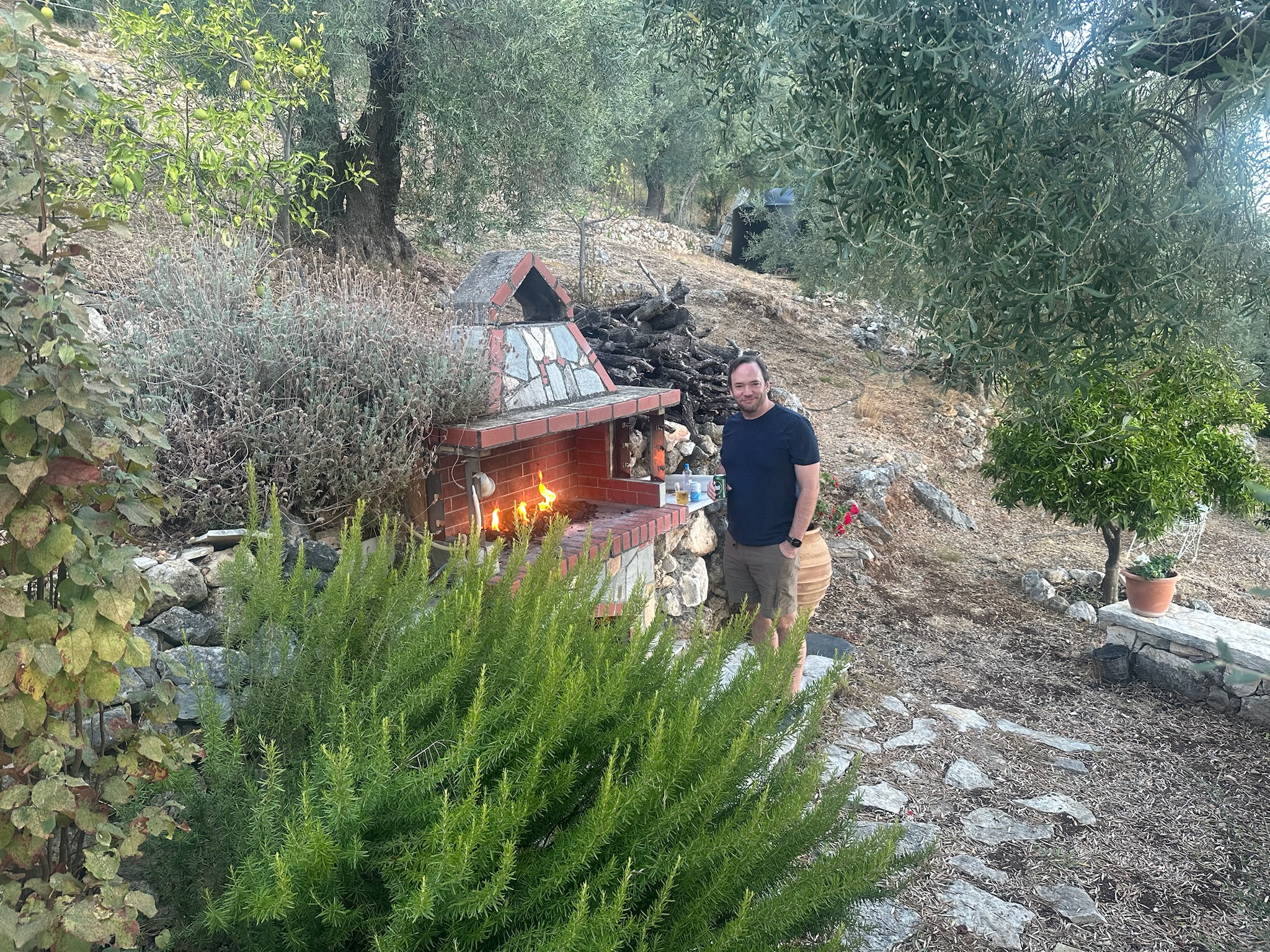 One great feature of Villa Lemoni is the charcoal grill just off the patio.