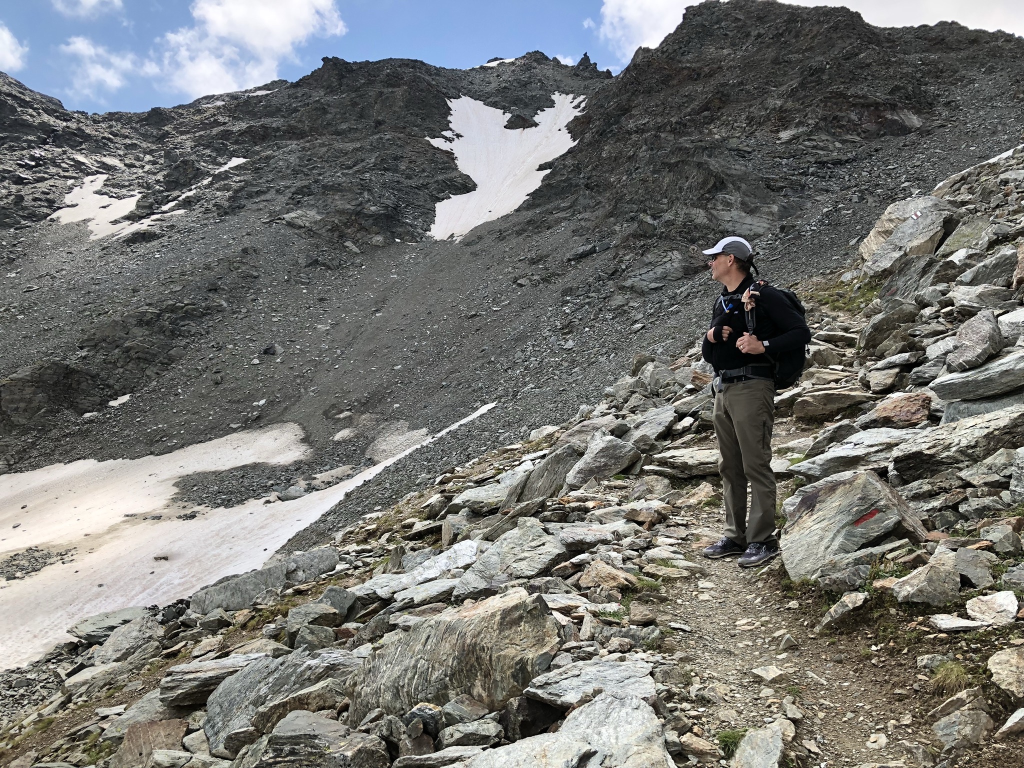 Chris contemplates the descent.