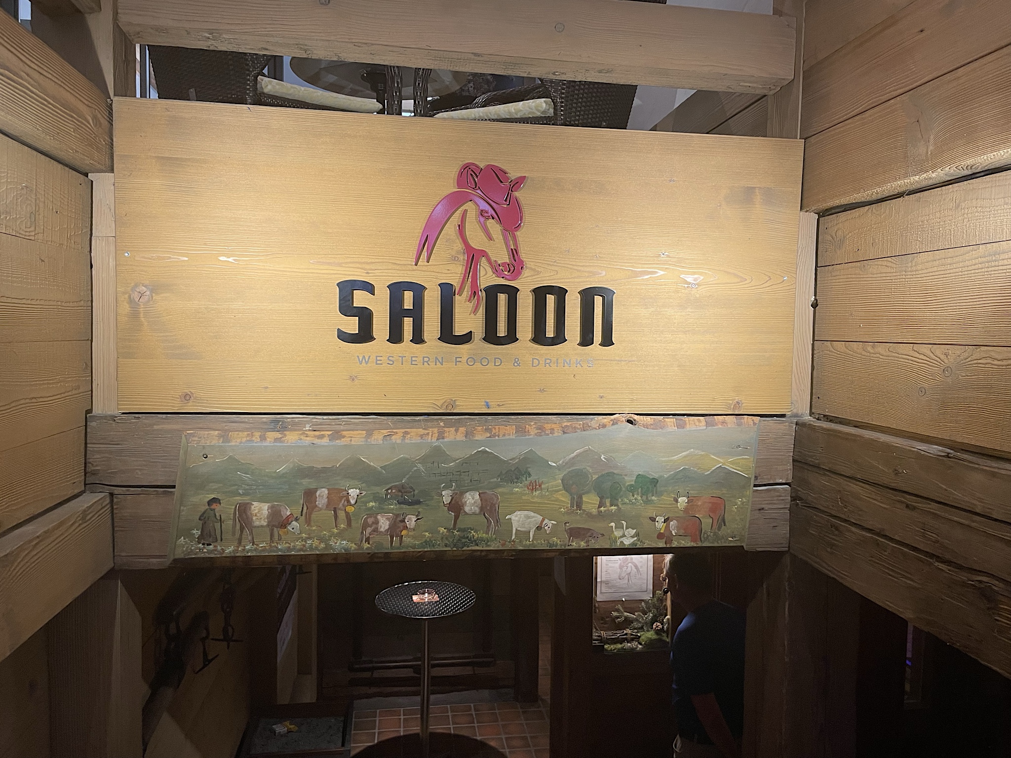 The perplexing Saloon bar at the hotel, with a full-on “Western” decor and menu. We didn’t get anything there.