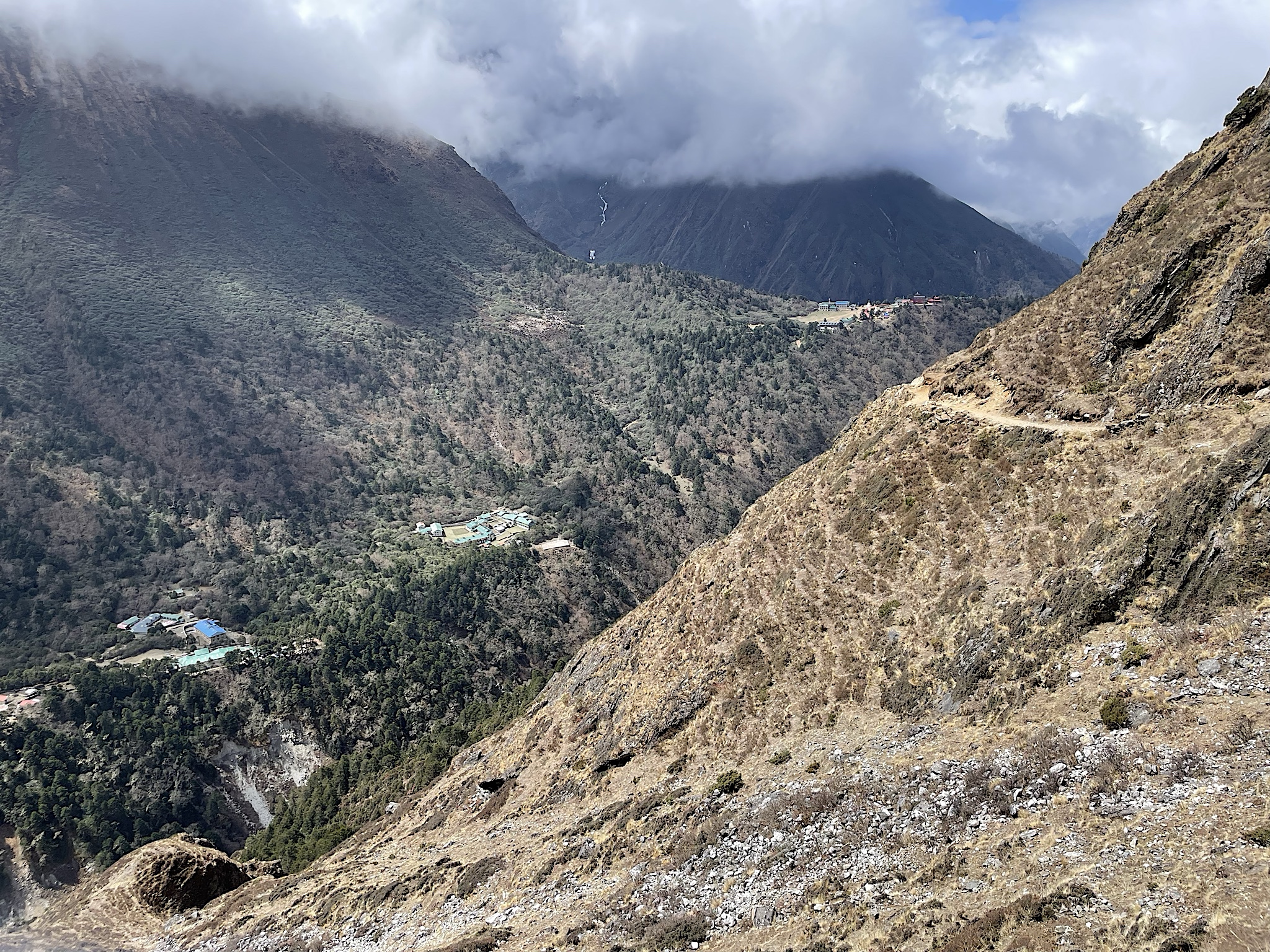 We had a good perspective on Tenboche on top of the ridge and Deboche below; it was a great view of the way we’d come two days earlier.